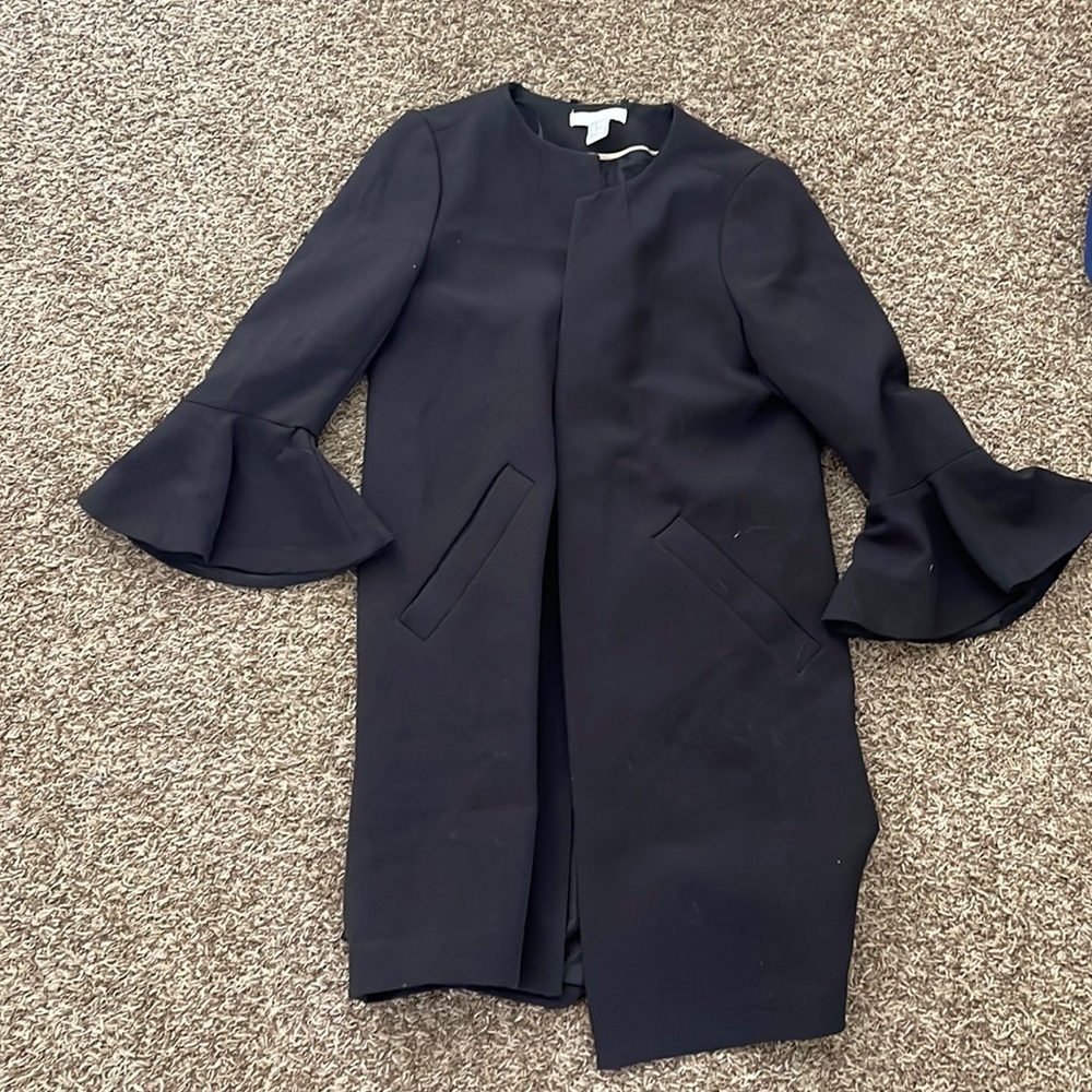 3/4 sleeve ruffle blazer